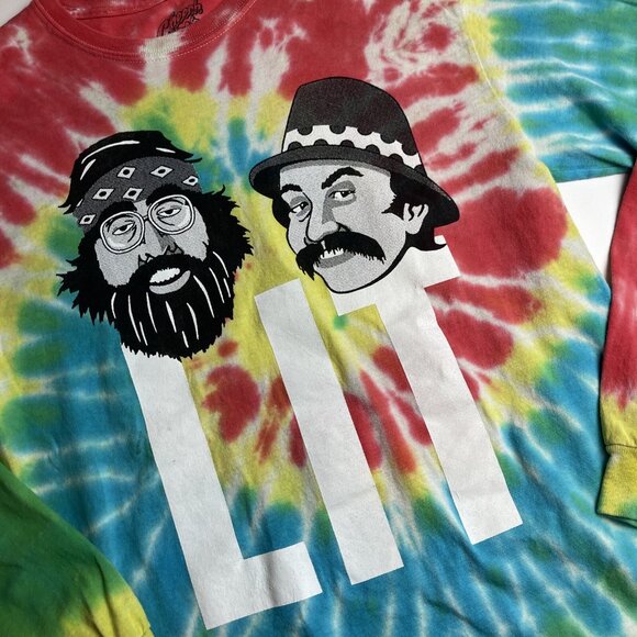 Cheech And Chong Men’s Officially Licensed Lit Tie Dye Long Sleeve T-Shirt SMALL - Picture 2 of 15